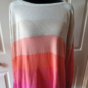 Liz Claiborne Women Colorful Striped Boat neck Sweater 1X